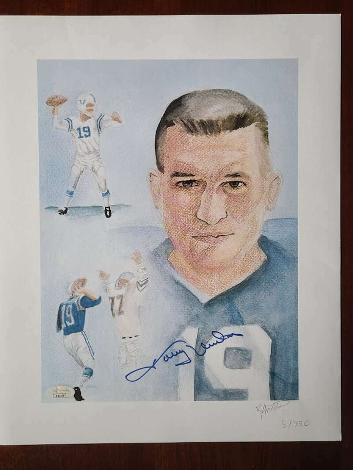 Johnny Unitas JSA Coa Signed 12z15 Litho Photo #/750 Autograph