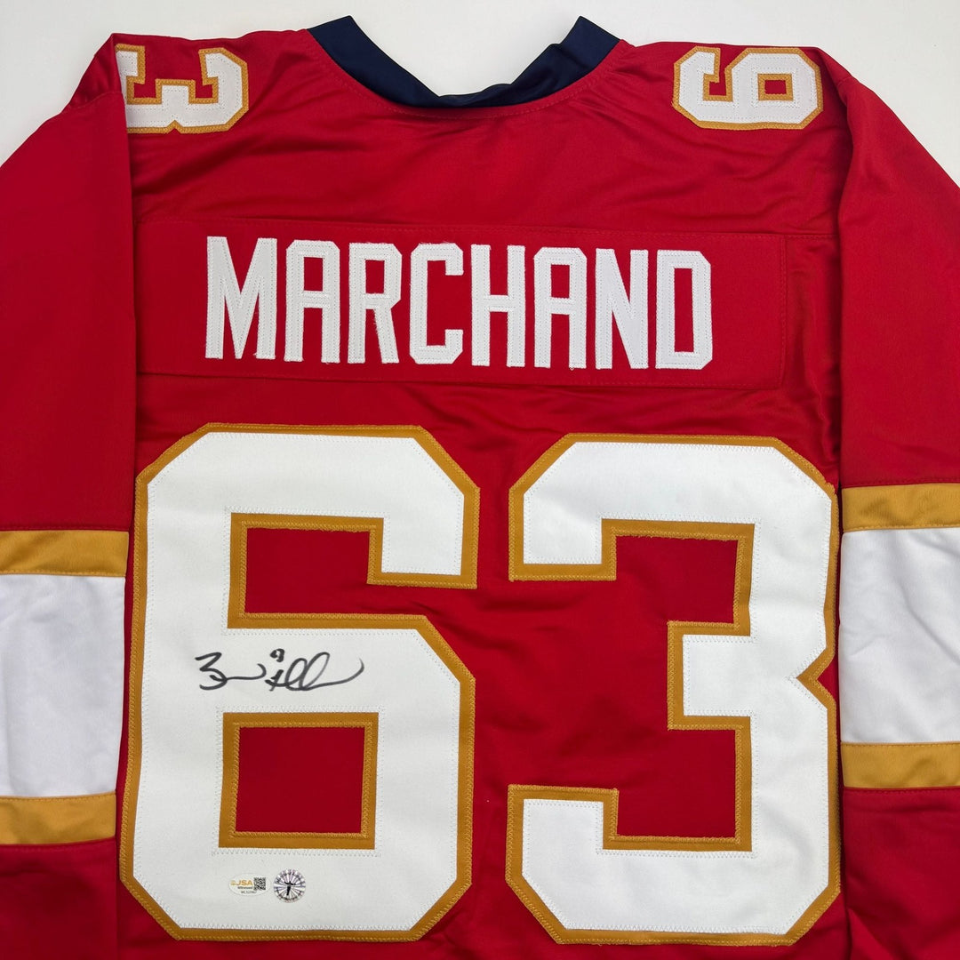 Autographed/Signed Brad Marchand Florida Red Hockey Jersey JSA COA