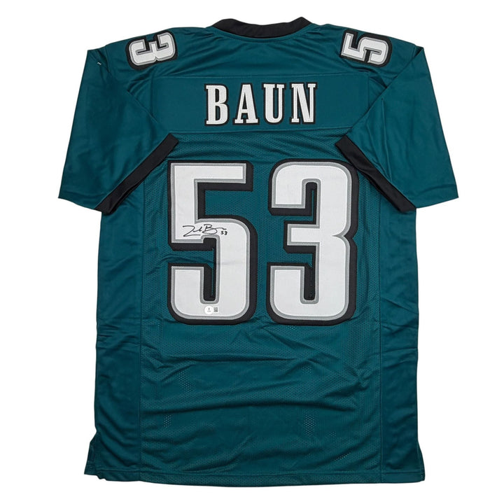 Autographed/Signed Zack Baun Philadelphia Green Football Jersey Beckett COA
