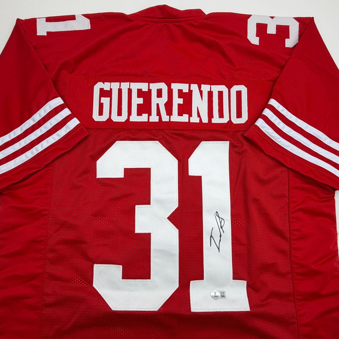 Autographed/Signed Isaac Guerendo San Francisco Red Jersey Beckett BAS COA
