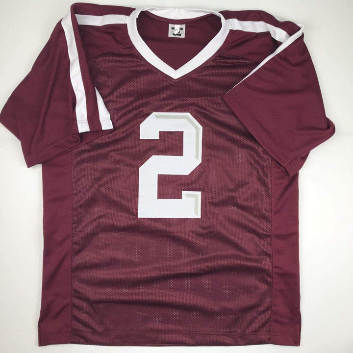 Autographed/Signed JOHNNY MANZIEL 12 Heisman Texas A&M Maroon Jersey JSA COA