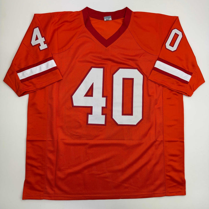 Autographed/Signed Mike Alstott Tampa Bay Orange Creamsicle Jersey Beckett COA