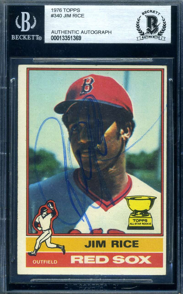 Jim Rice Beckett BAS Signed 1976 Topps Autograph