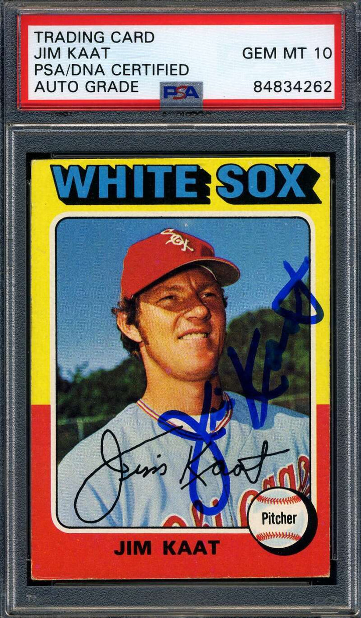 Jim Kaat Gem Mint 10 PSA DNA Signed 1975 Topps Autograph