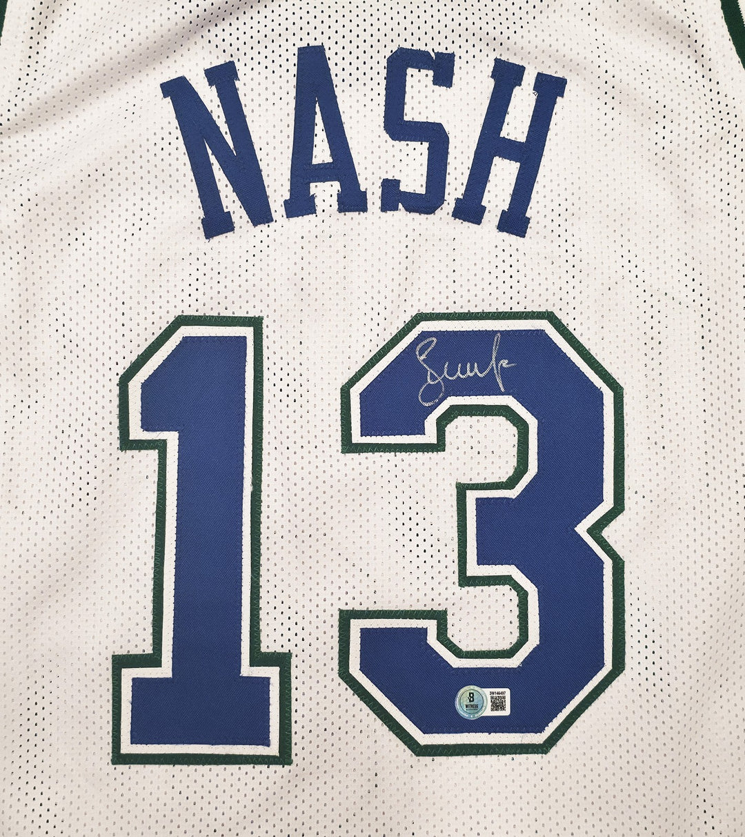Dallas Mavericks Steve Nash Autographed Signed White Stat Jersey Beckett Wit