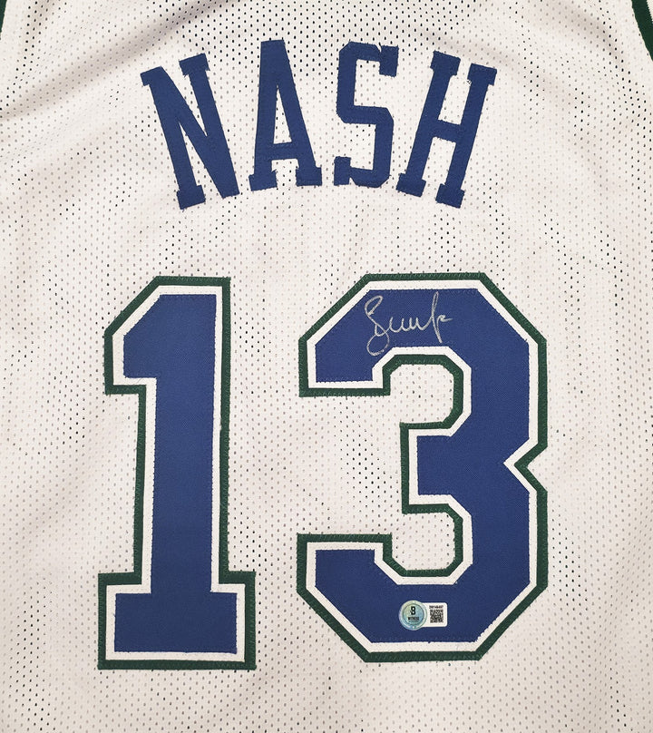 Dallas Mavericks Steve Nash Autographed Signed White Stat Jersey Beckett Wit