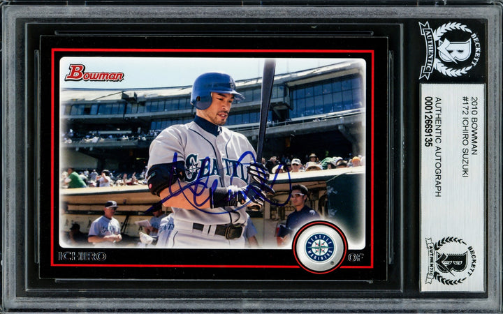 Ichiro Suzuki Autographed Signed 2010 Bowman Card 172 Seattle Mariners Beckett