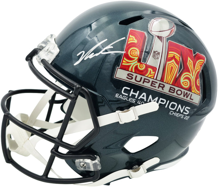 Jalen Carter Signed Eagles SB LIX Champions Full Size Replica Helmet JSA