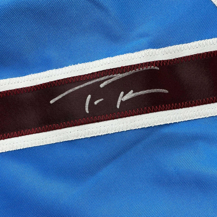 Autographed/Signed Trea Turner Philadelphia Blue Retro Jersey Beckett COA