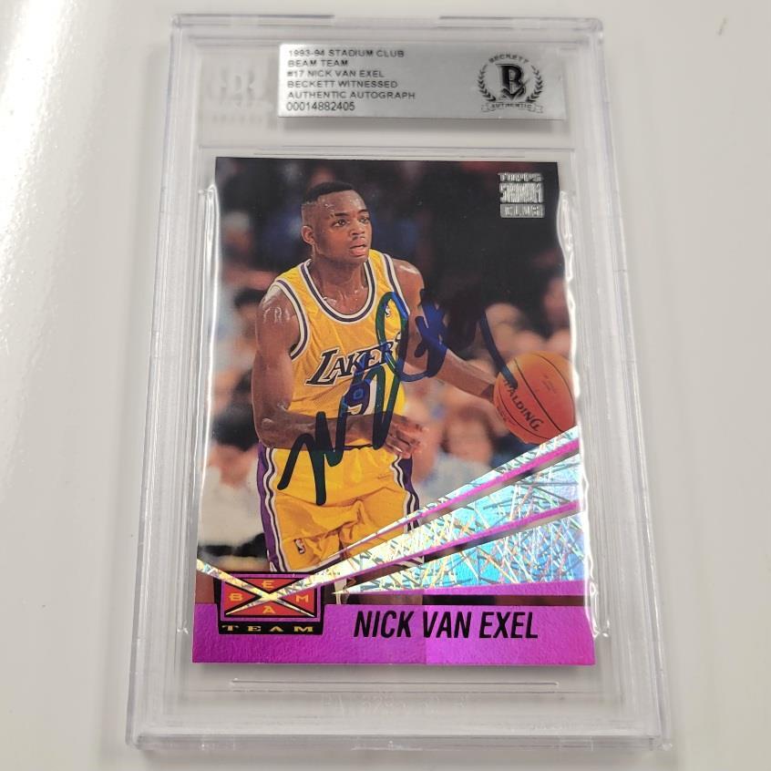 RARE Nick Van Exel autograph signed 93-94 Stadium Club Beam Team RC card BGS BAS