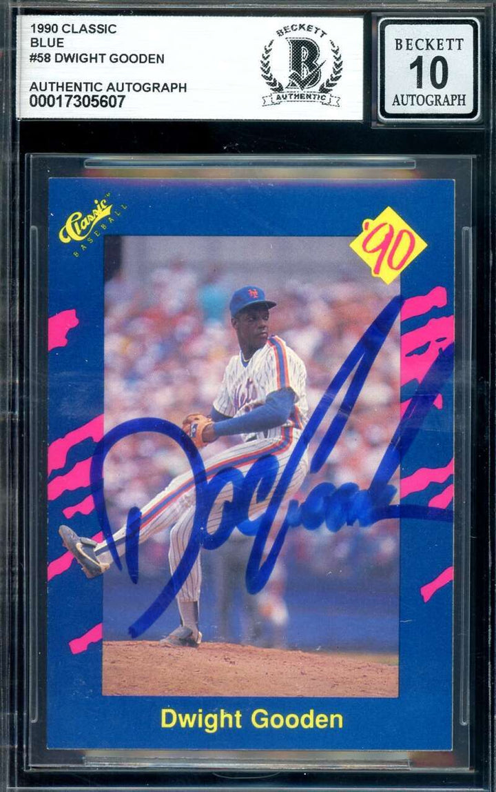 Dwight Gooden Gem Mint 10 Beckett BAS Signed 1990 Classic Blue Autograph