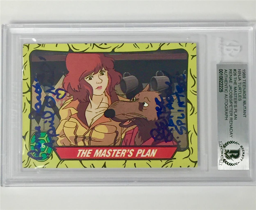 Ninja Turtles RENAE JACOBS~PETER RENADAY signed April~Splinter TMNT card BAS BGS