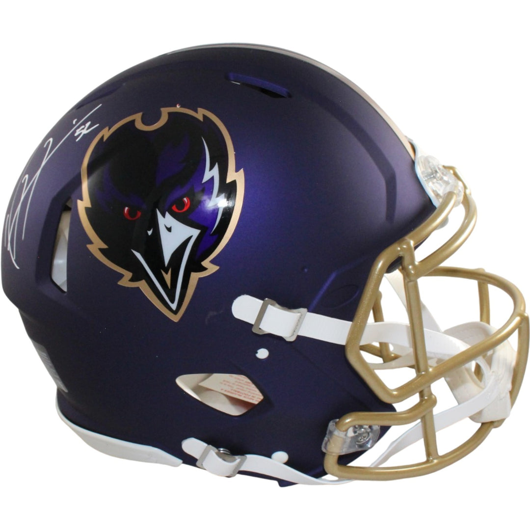 Ray Lewis Autographed Baltimore Ravens Pro 24 Alt Helmet Beckett Witness 56163