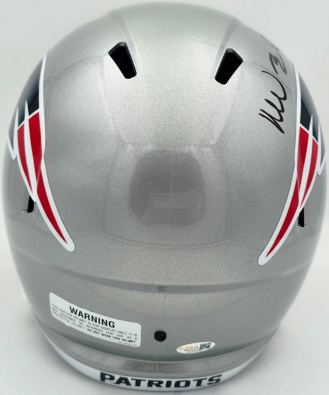 Mike Vrabel Signed Patriots Silver Full Size Replica Helmet JSA Witness