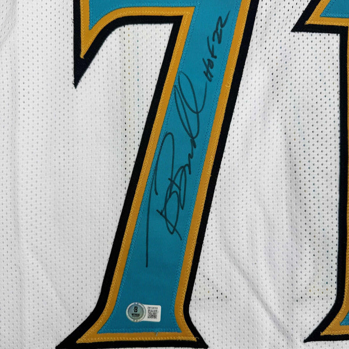 Autographed/Signed Tony Boselli HOF 22 Jacksonville White Jersey Beckett BAS COA