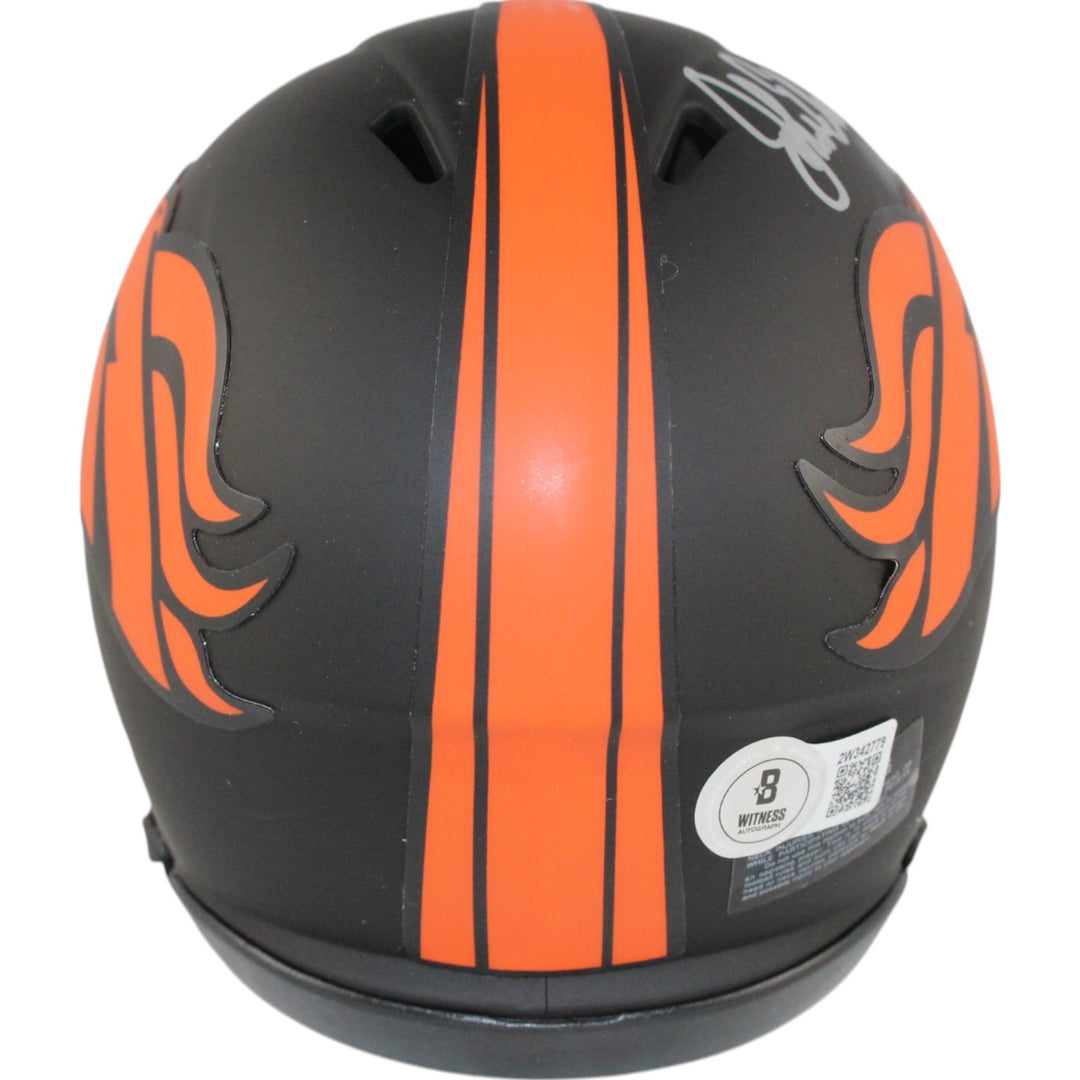 John Elway Autographed Denver Broncos Eclipse Mini Helmet Beckett Witness 50199