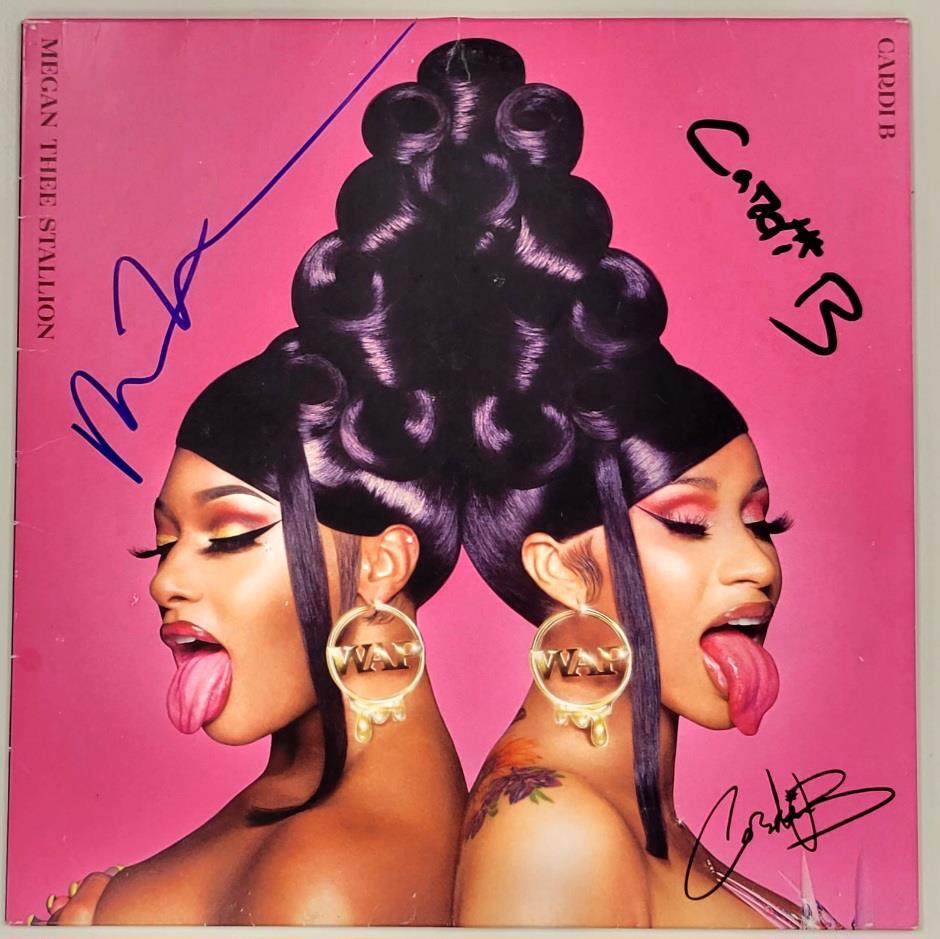 Cardi B & Megan Thee Stallion signed WAP Vinyl Album Cover autograph Beckett BAS
