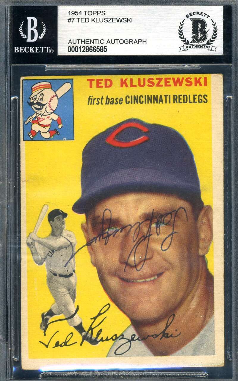 Ted Kluszewski Beckett BAS Signed 1954 Topps Autograph