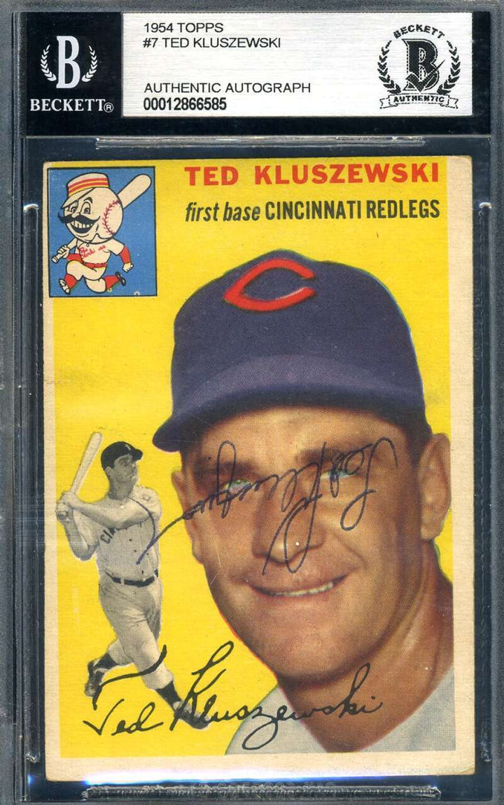 Ted Kluszewski Beckett BAS Signed 1954 Topps Autograph