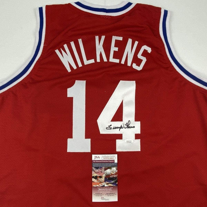 Autographed/Signed LENNY WILKENS St. Louis Red Jersey JSA COA Auto