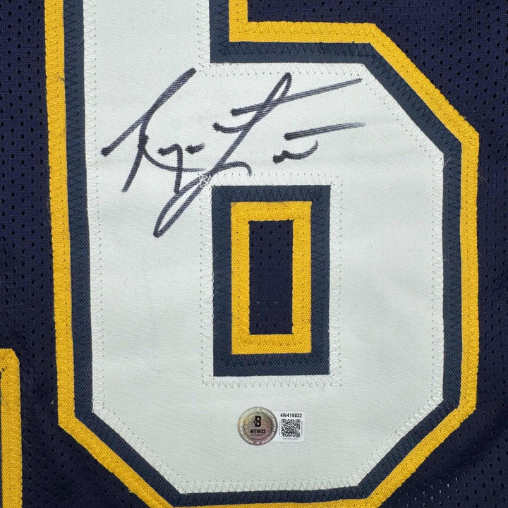 Autographed/Signed Ryan Leaf San Diego Dark Blue Jersey Beckett BAS COA