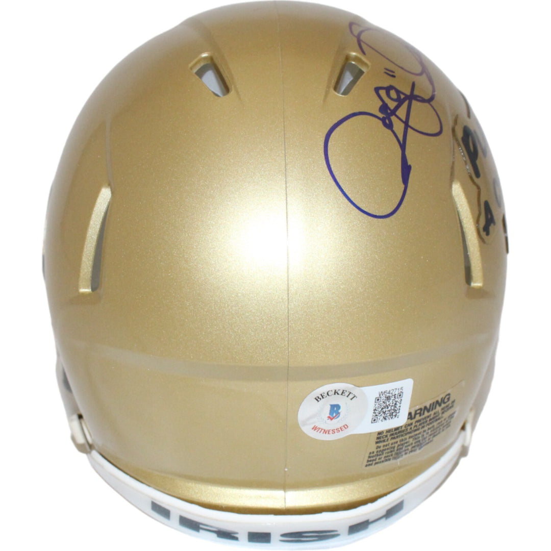 Rocket Ismail Signed Notre Dame Fighting Irish PLAC Mini Helmet Beckett 43028