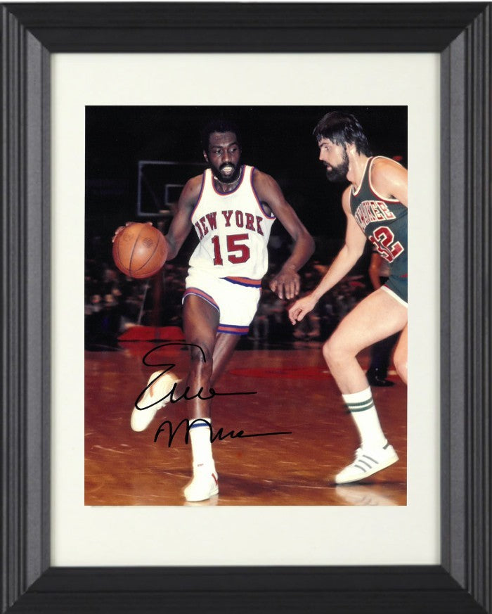 Earl Monroe signed New York Knicks 8x10 Photo Framed- JSA (1973 NBA Champ/4X AS)