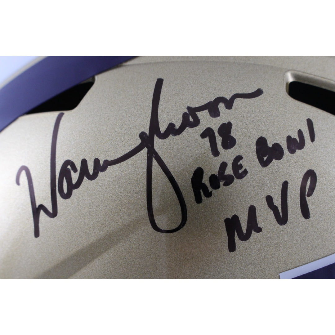 Warren Moon Autographed Washington Huskies F/S Helmet 78 Rose Bowl MVP BAS 49307