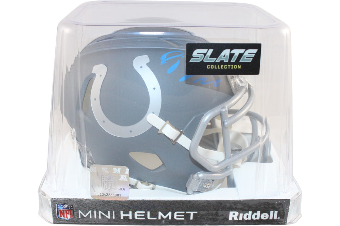 DJ Giddens Signed Indianapolis Colts Slate Mini Helmet Beckett Witness 51637
