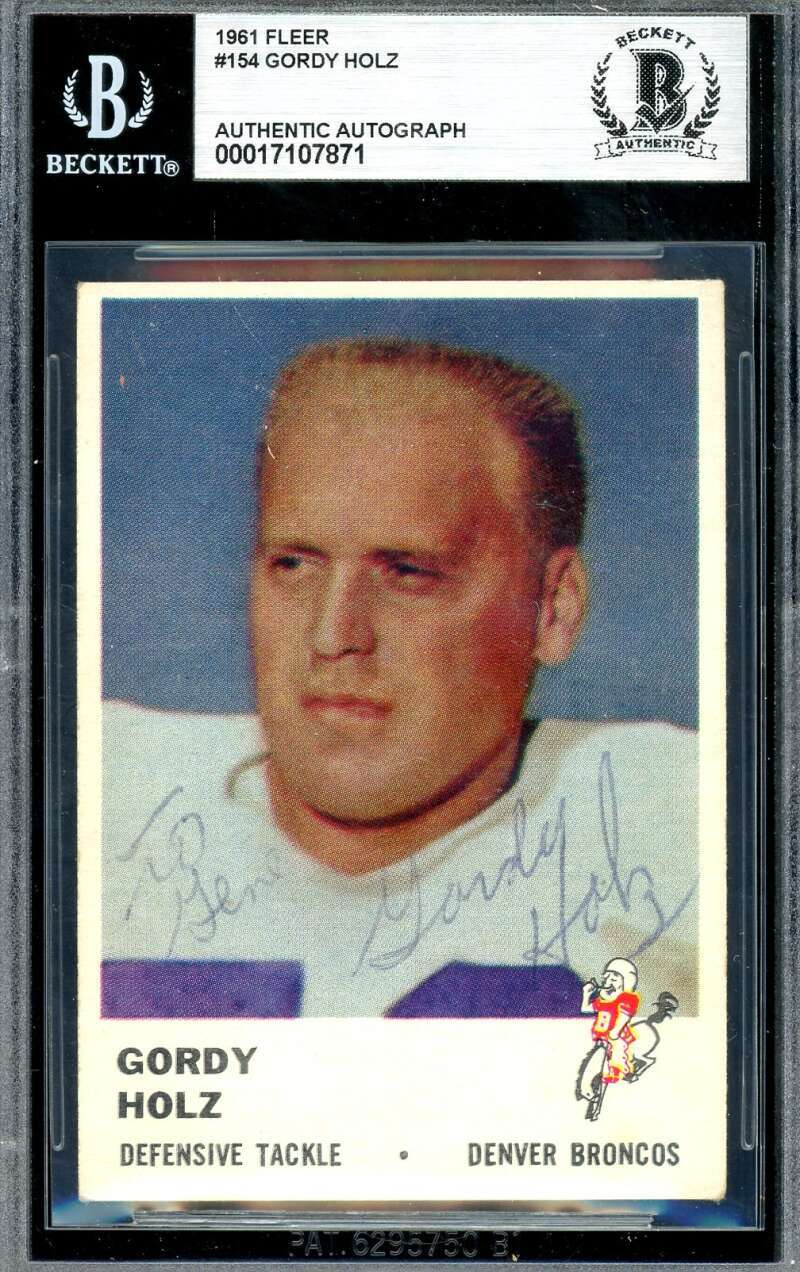 Gordy Holz Beckett BAS Signed 1961 Fleer Rookie Autograph