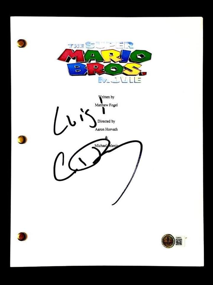 Charlie Day signed "Luigi" Super Mario Bros Movie script autograph ~ Beckett BAS
