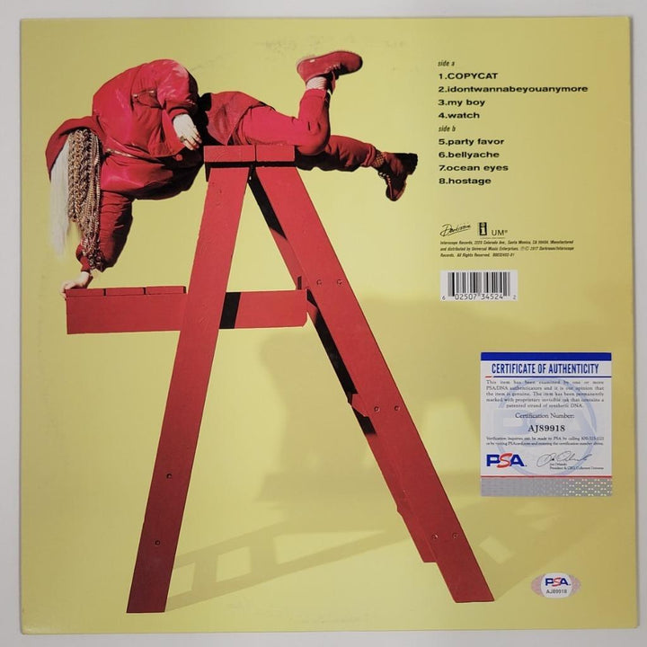 Billie Eilish autograph signed Don't Smile At Me Vinyl Album Cover ~ PSA/DNA COA