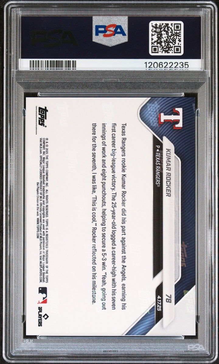 Graded 2025 Topps Now Kumar Rocker #78 Gold Foil /50 Rookie Card PSA 8