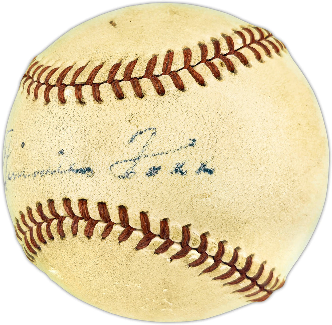 Jimmie Foxx Signed AL Baseball A's (Single Signed) PSA/DNA & Beckett AE41480