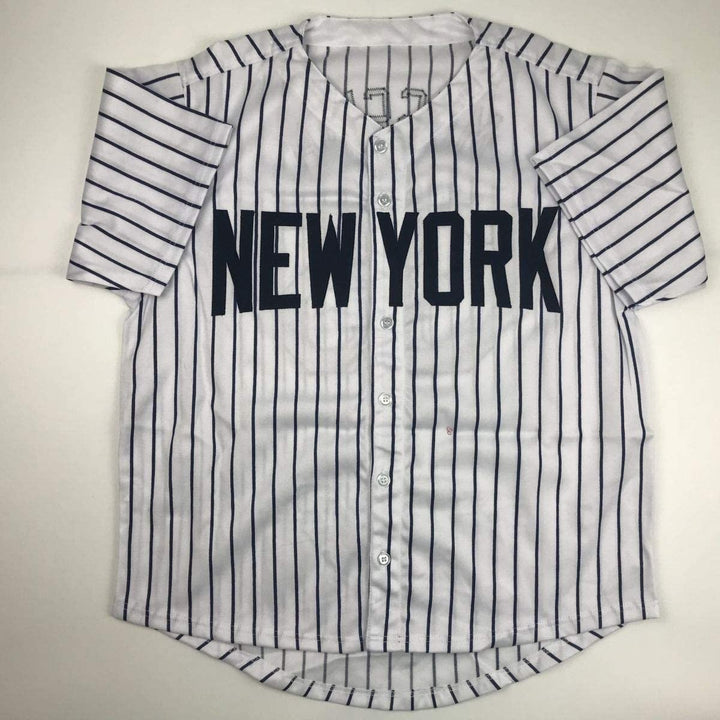 Autographed/Signed MIKE MUSSINA New York Pinstripe Jersey JSA COA Auto