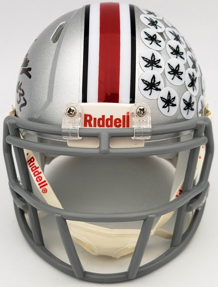 TreVeyon Henderson Signed Ohio State Buckeyes Silver Speed Mini Helmet Beckett