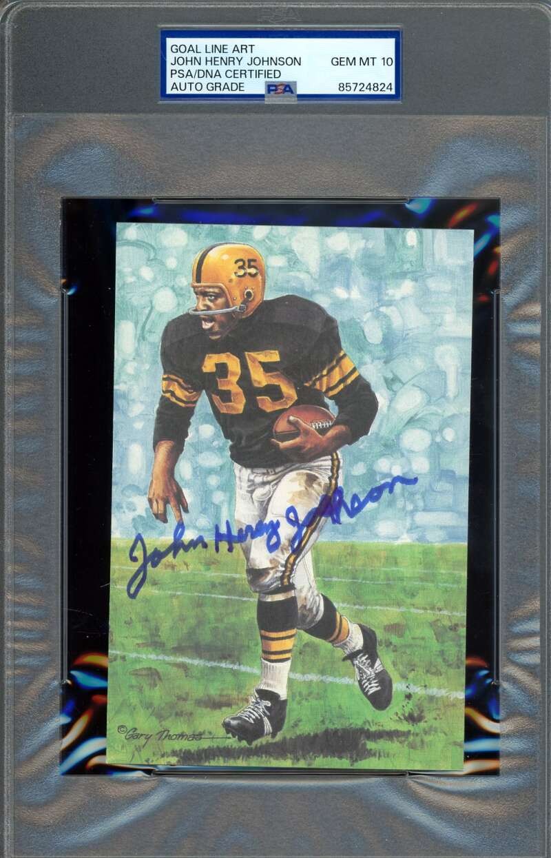 John Henry Johnson Gem Mint 10 PSA DNA Autograph Goal Line Art Card GLAC Signed