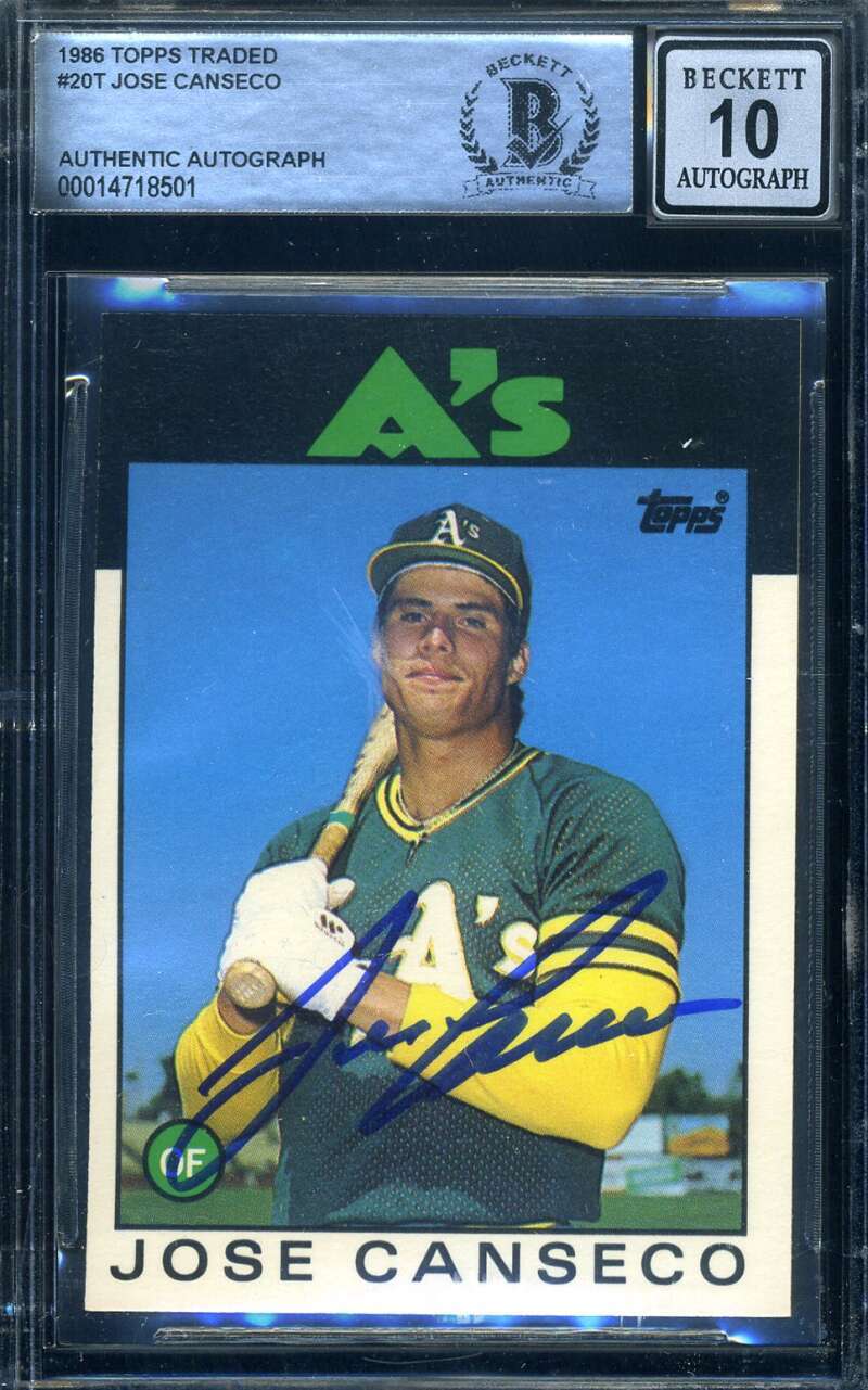 Jose Canseco Gem Mint 10 Beckett Signed 1986 Topps Traded Rookie Autograph