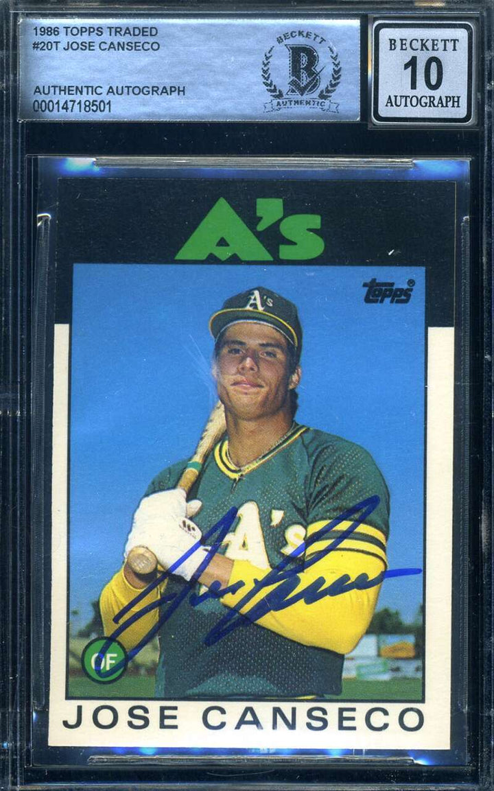Jose Canseco Gem Mint 10 Beckett Signed 1986 Topps Traded Rookie Autograph