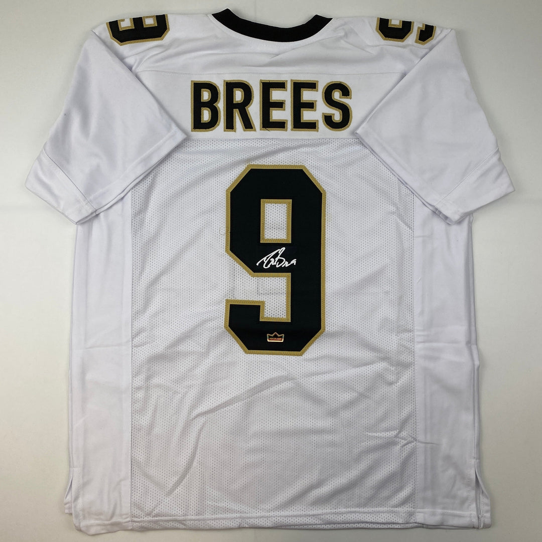 Facsimile Autographed Drew Brees New Orleans White Reprint Jersey Size Men's XL