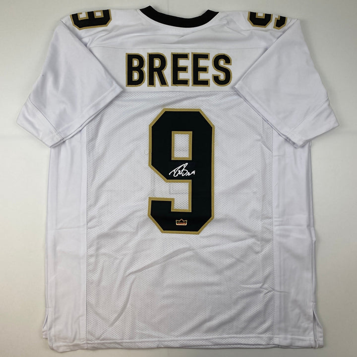 Facsimile Autographed Drew Brees New Orleans White Reprint Jersey Size Men's XL