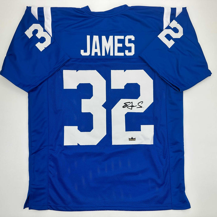 Facsimile Autographed Edgerrin James Indianapolis Blue Reprint Jersey Men's XL