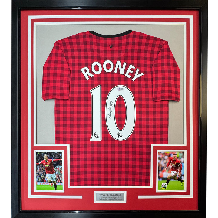 Framed Autographed/Signed Wayne Rooney 35x39 Manchester Red Jersey BAS COA