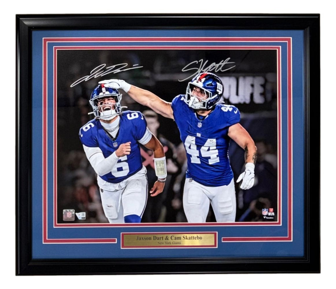 Jaxson Dart Cam Skattebo Signed Framed 16x20 New York Giants Photo Fanatics