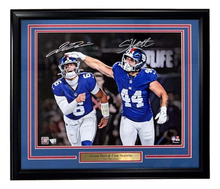 Jaxson Dart Cam Skattebo Signed Framed 16x20 New York Giants Photo Fanatics