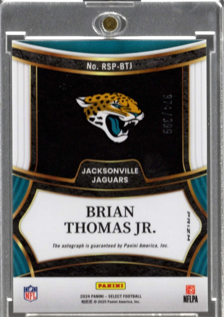 2024 Panini Select Brian Thomas Jr #RSPBTJ Silver Prizm /399 Auto Rookie RC Card