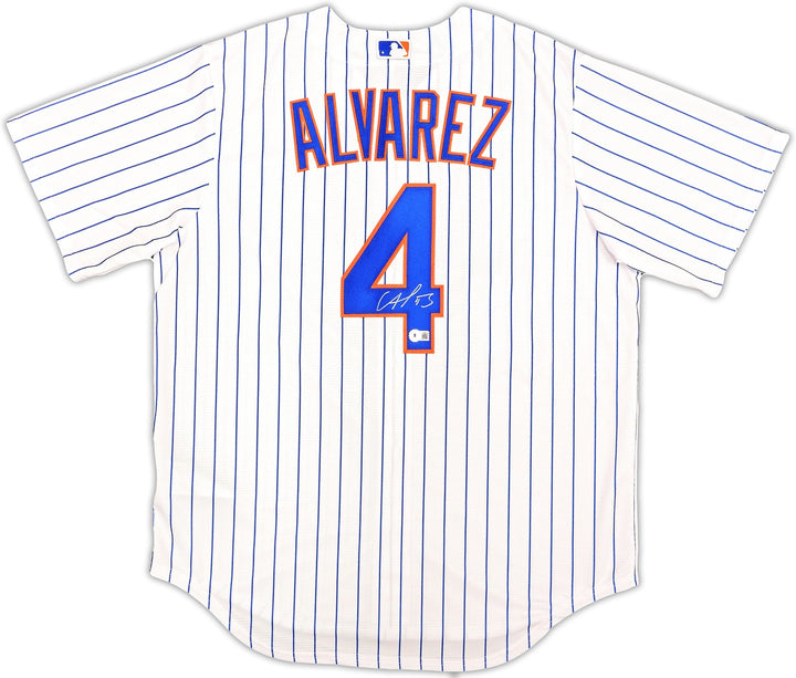 New York Mets Francisco Alvarez Signed White Nike Jersey Size L Beckett Witness