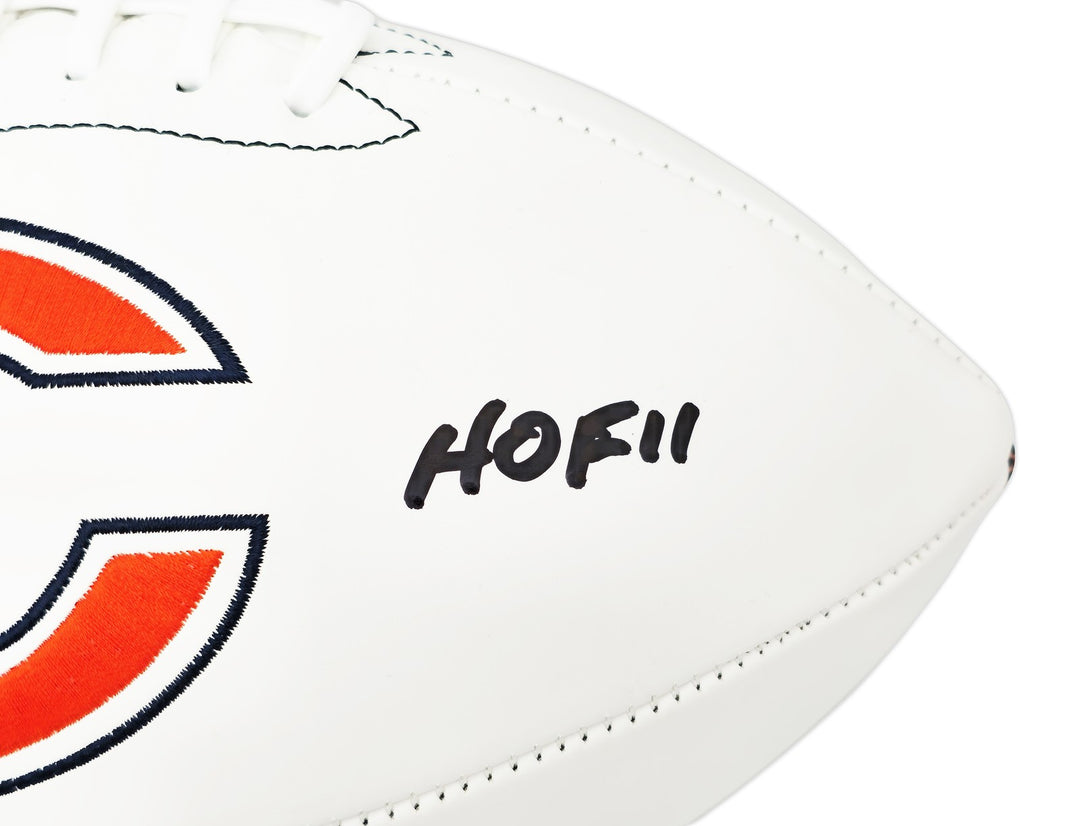 Richard Dent Signed White Logo Football Chicago Bears "HOF 11" Beckett Wit
