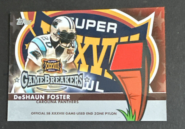 2004 Topps Super Bowl XXXVIII Game Used End Zone Pylon Deshaun Foster Panthers