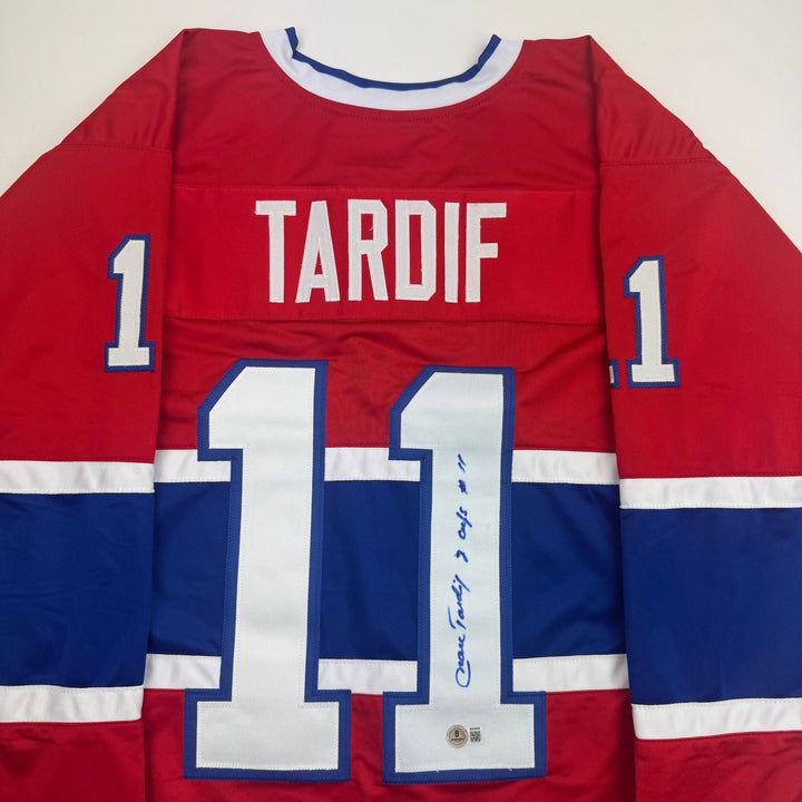 Autographed/Signed Marc Tardif Montreal Red Hockey Jersey BAS COA